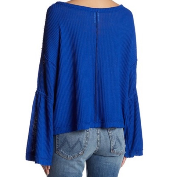 Free People Tops - FREE PEOPLE We The Free Dahlia Long Bell Sleeve Relaxed Fit Thermal Top Sapphire